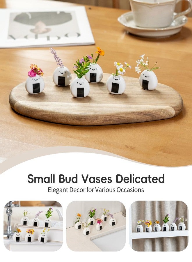 RGBDOT 6 PCS Cute Handmade Ceramic Mini Vases - Japanese Onigiri Rice Ball Design for Dried Flowers and Small Stems, Adorable Mini Table Decor, Unique Japanese Craft Gift - Image 5